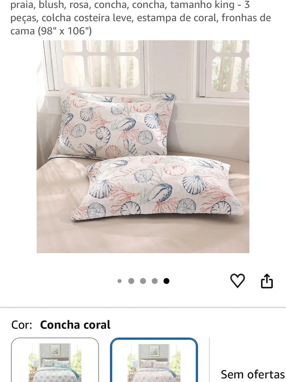 Coastal Shell Print Quilt Set in Blue and Pink - Abrand